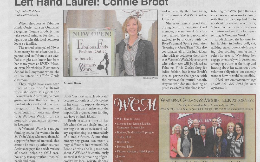 Left Hand Laurel: Connie Brodt